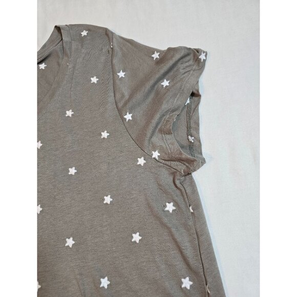 For The Republic Grey Star Print V-Neck Short Sleeve Top Size 2X Cotton/Modal Bl - Picture 14 of 14